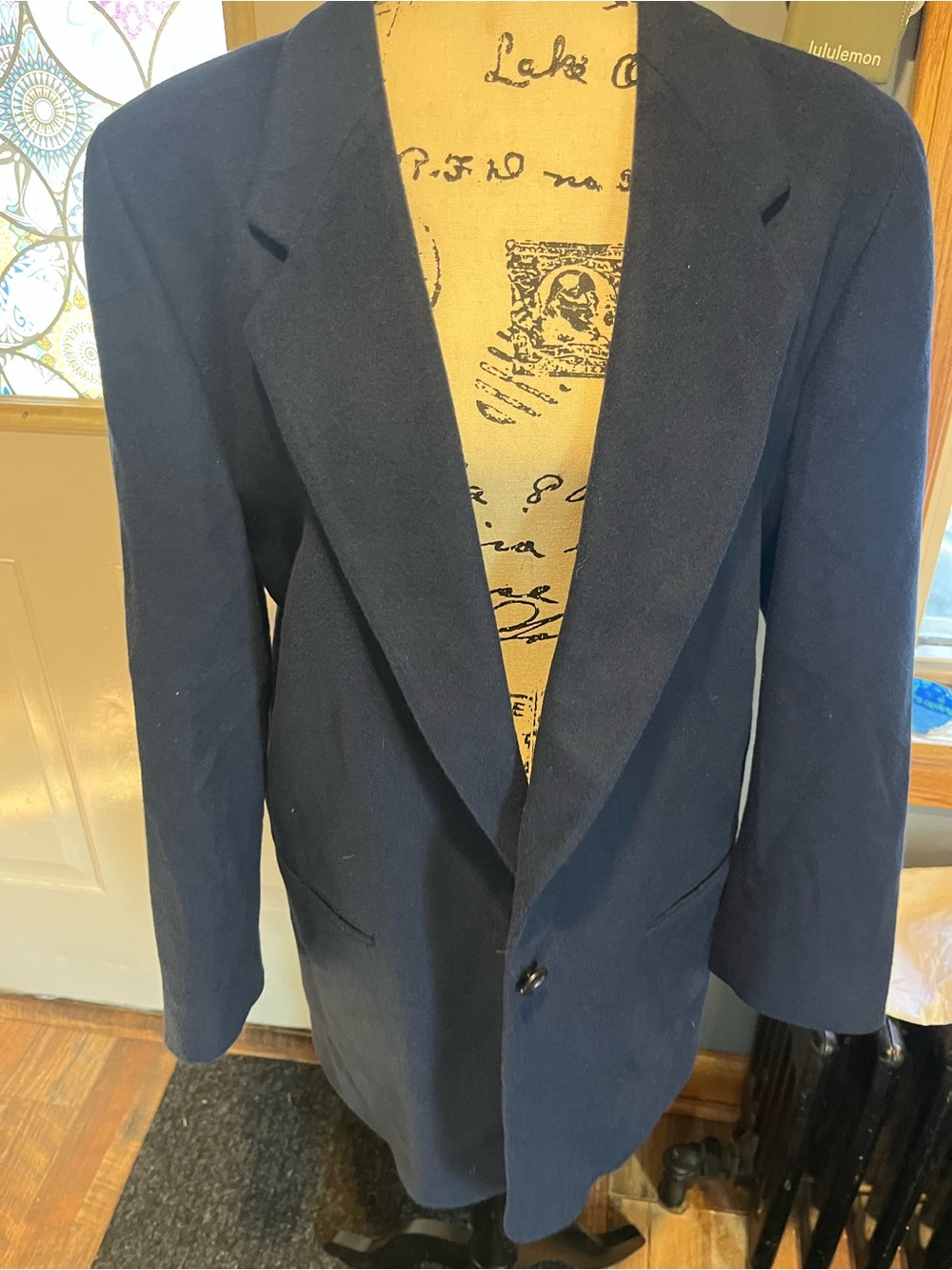 Vintage L.L. Bean Wool Cashmere Blazer Womens 14R Navy Blue Jacket Suit Coat